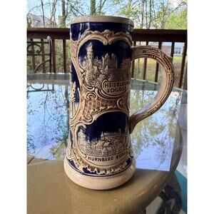 Vintage German Stoneware Beer Stein Marzi & Remy RARE Castle Relief